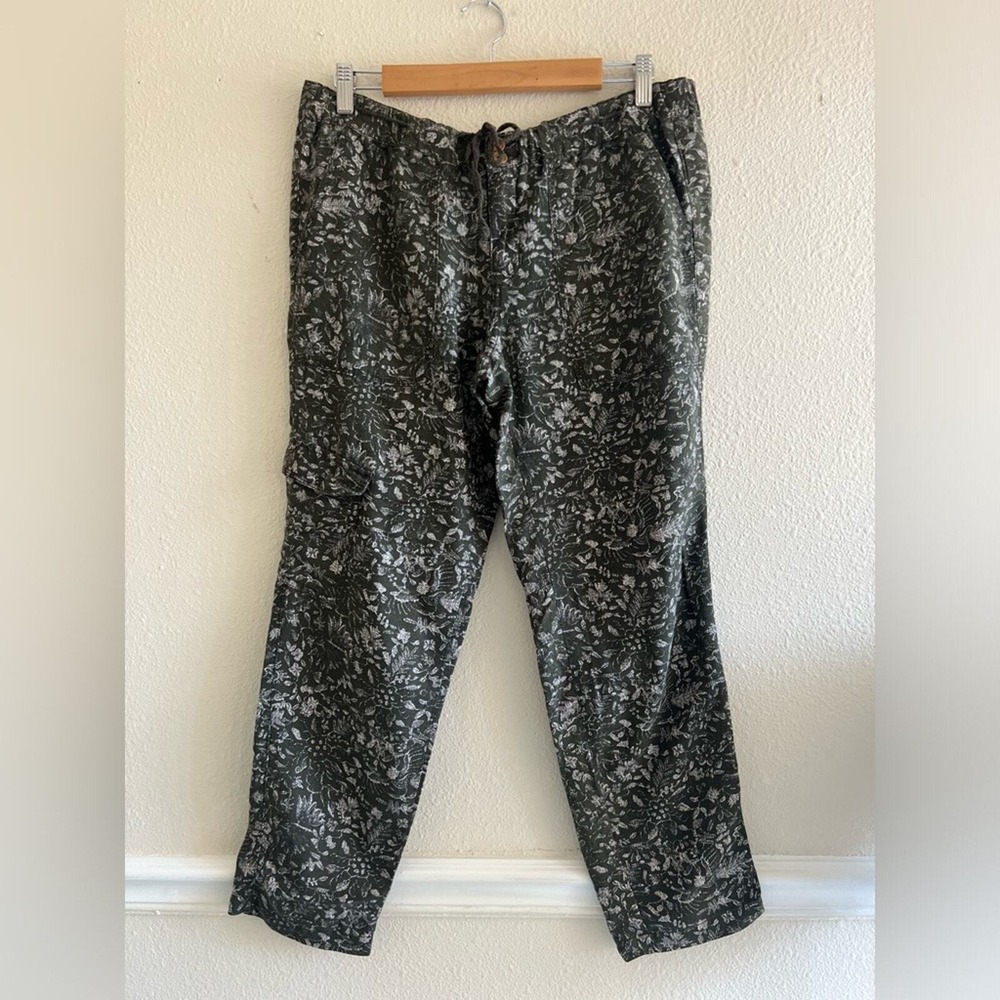 Hei Hei Anthropologie Drapey Fernwood Floral Green Pants Size 6 Boho Casual